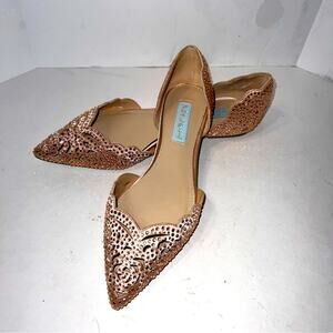BETSY JOHNSON jeweled Lucy wedding flats 6.5